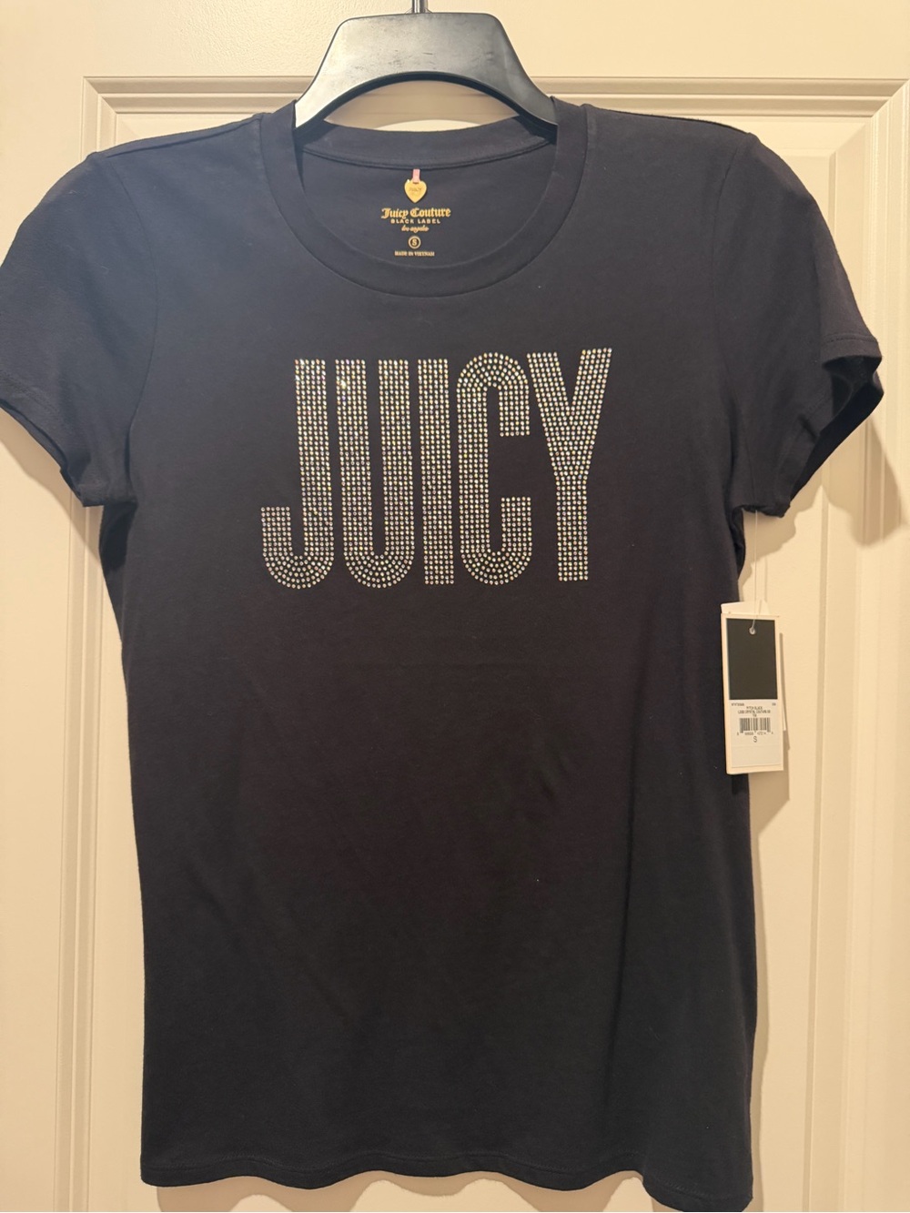 Juicy Couture Black Tee with Silver Rhinestone JUICY Logo